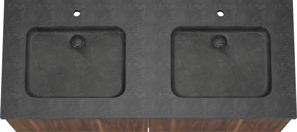 Balmani Sfera by Lucida meuble salle de bains suspendu 135 x 55 cm noyer américain avec Napoli double vasque en granit noir