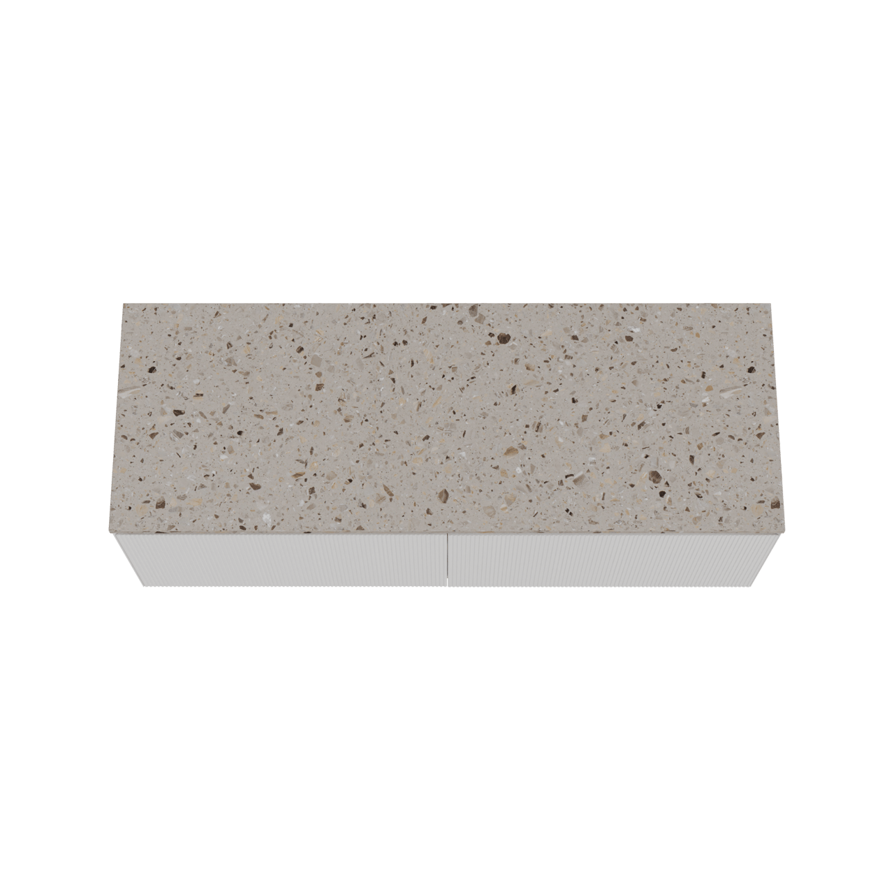 Balmani Fila by Mitra meuble salle de bains suspendu 150 x 55 cm blanc mat avec Stretto tablette simple ou double en terrazzo greige terrazzo, Nervure droite symétrique verticale
