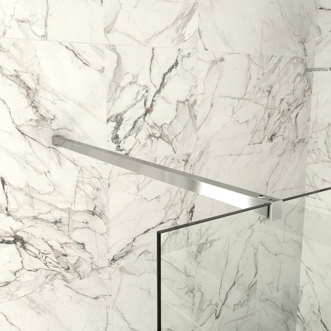 Balmani Modular Walk-In-Dusche 80 x 200 cm, Klarglas mit mattiertem Streifen, Profil chrom glänzend