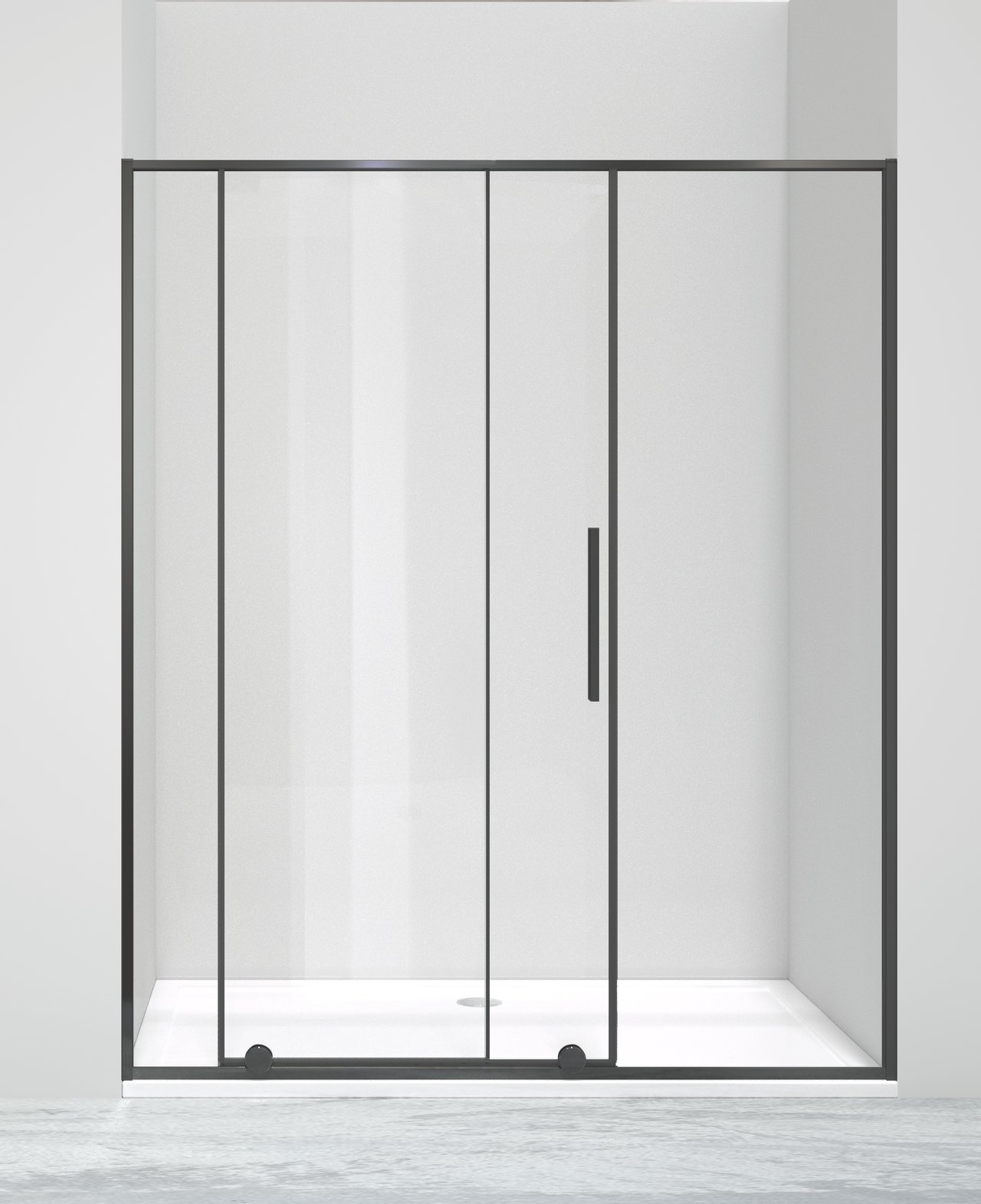 Luca Varess Morano Duschtür: Schiebetür, 160 x 190 cm, Klarglas, Schwarzes Profil, matt