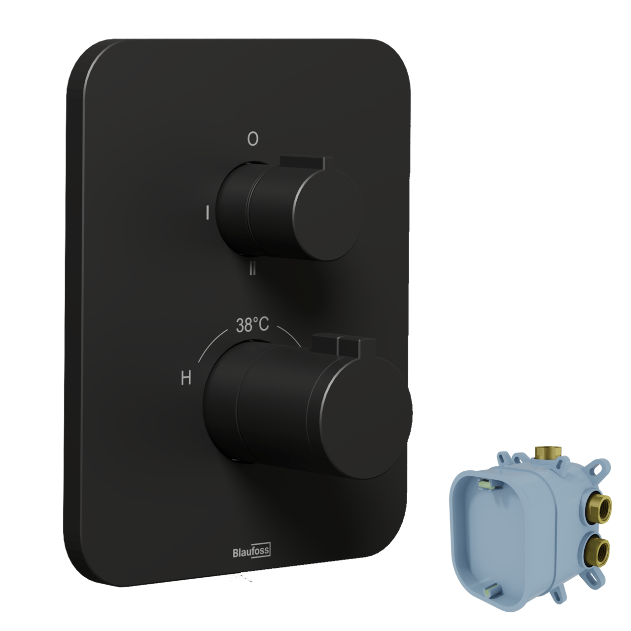 Blaufoss Smartbox Softline colonne de douche encastrée robinet thermostatique avec douche de tête ronde 30 cm Noir Mat