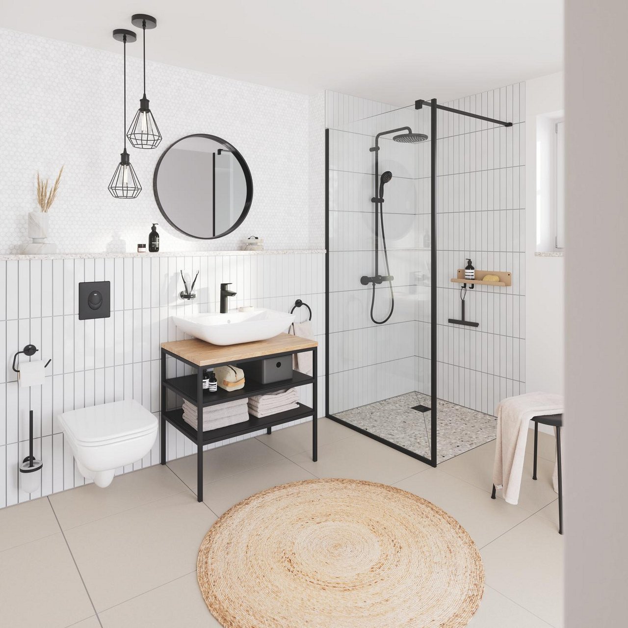 Grohe Vitalio Start opbouw regendoucheset thermostatische kraan Mat Zwart