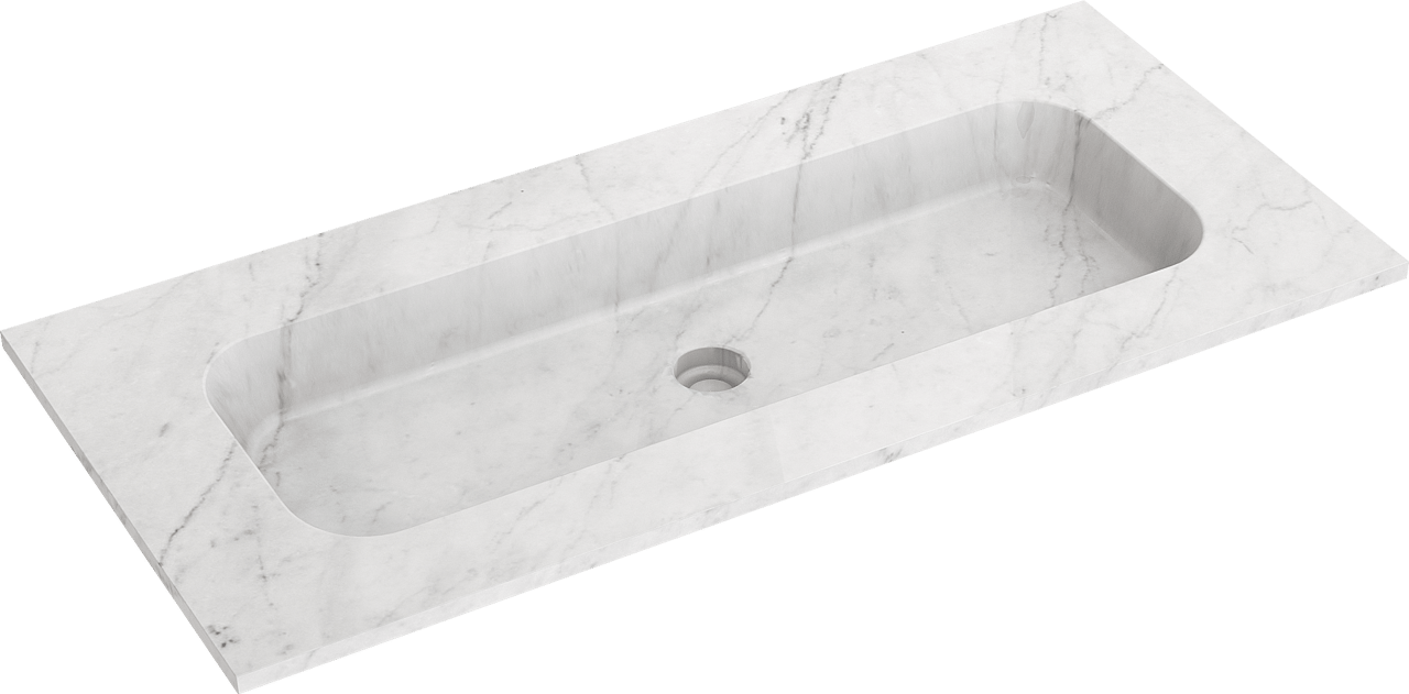 Balmani Tablo Arcato enkele wastafel voor 2 kraangaten Carrara marmer 120 x 55 cm