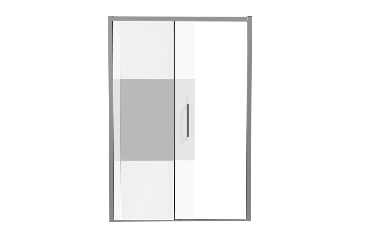 Luca Varess Senses porte coulissante gauche 140 x 200 cm verre transparent avec bande matte profil chrome brillant