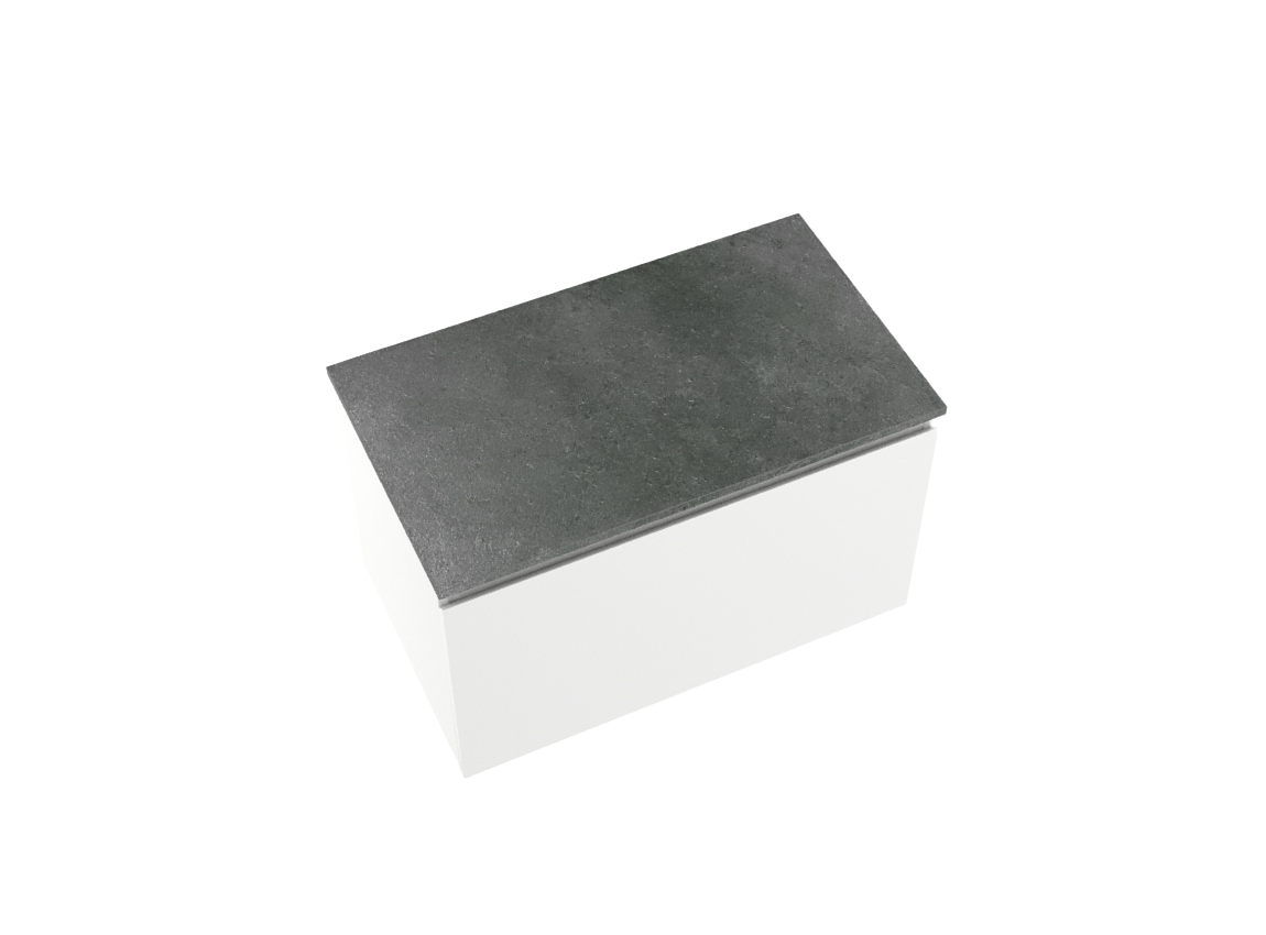 Linie Lado meuble salle de bains suspendu 80 x 46 cm blanc brillant avec Lado tablette simple en mélaminé ardoise gris