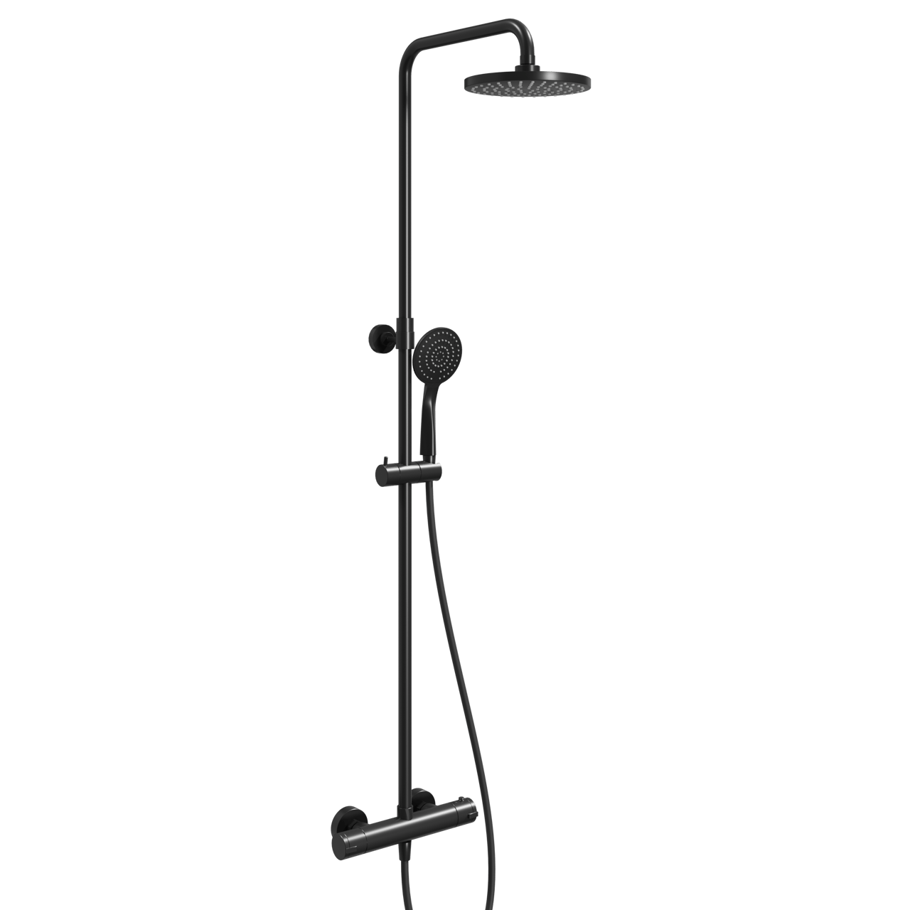 Linie Junos 200 Duschsystem mit Thermostat-Armatur Schwarz Matt
