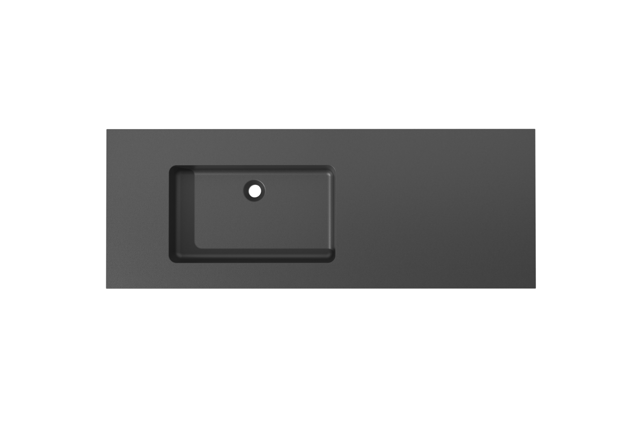 Storke Scuro High asymmetrisch linkse wastafel mat kwarts 140 x 52 cm