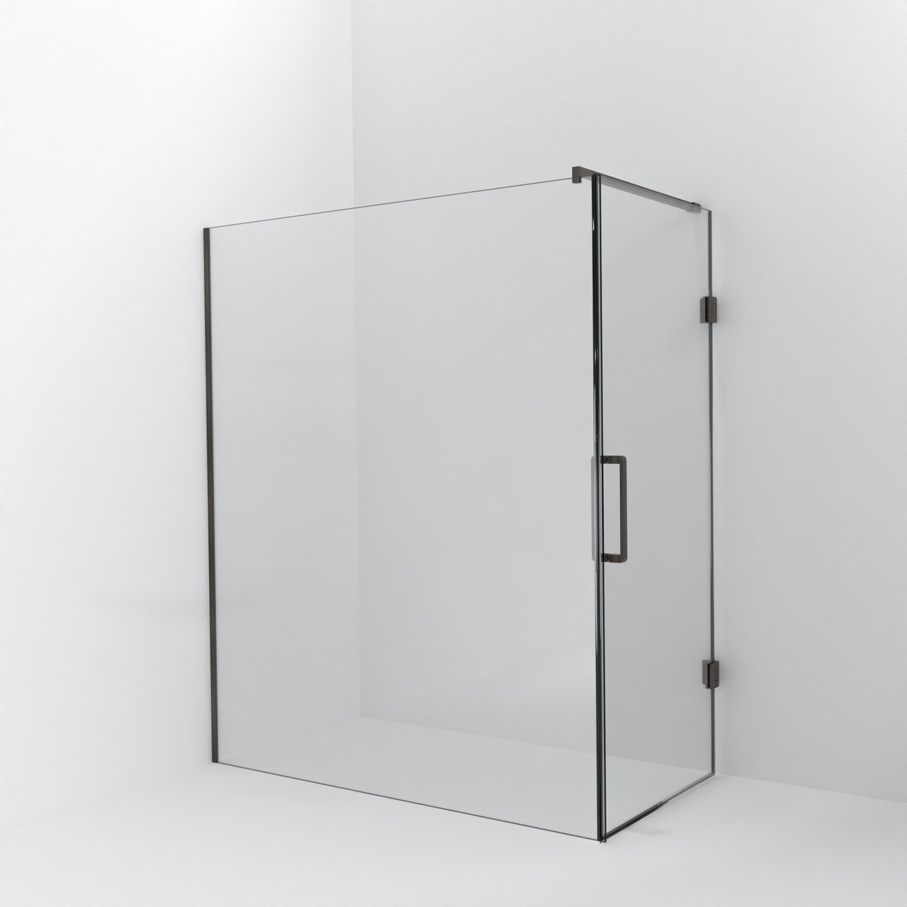 Balmani Modular Walk-In Dusche mit Tür: 170 x 200 cm mit Tür 90 cm, Klarglas, Profil Brushed GunMetal