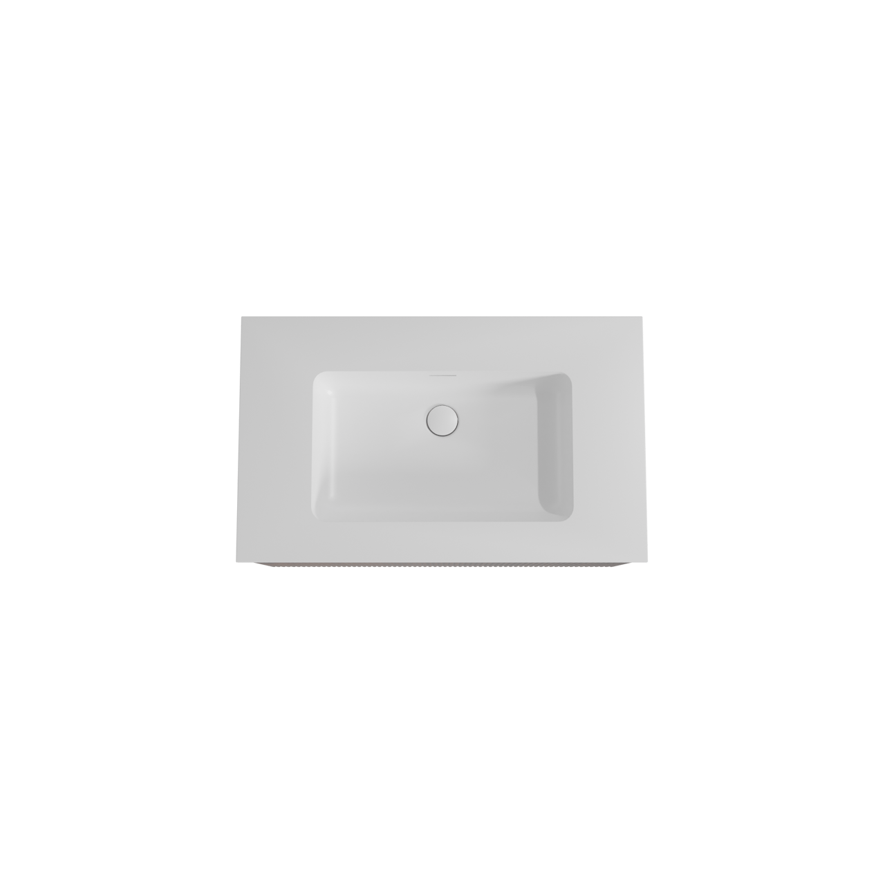 Storke Ribs meuble salle de bains suspendu 85 x 52 cm noyer avec Mata plan simple en solid surface blanc mat, Nervure droite symétrique verticale