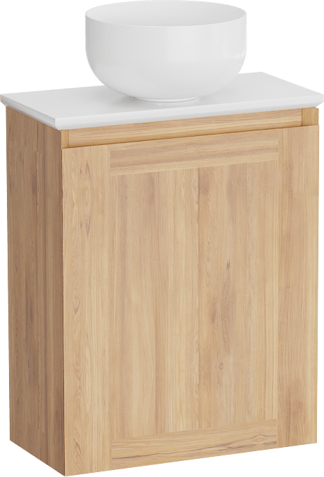 Balmani Mitra meuble wc suspendu 42 x 21 cm teck avec Facetta tablette et Bowl vasque à poser en Solid Surface mat
