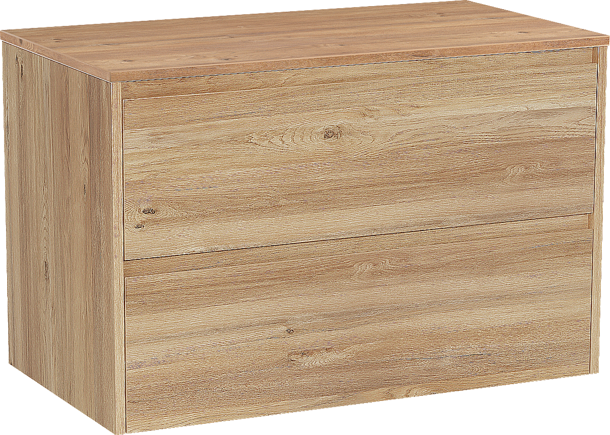 Storke Seda zwevend badkamermeubel 95 x 52 cm ruwe eik met Panton enkel tablet in melamine ruwe eik