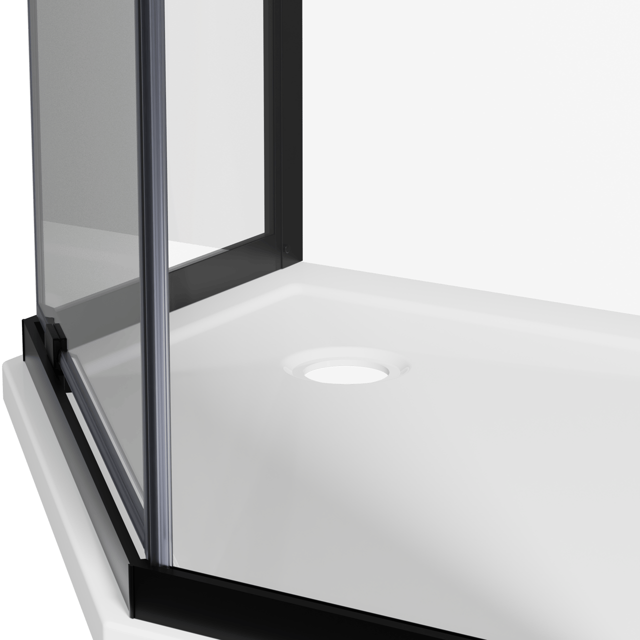 Luca Varess Vidor paroi de douche pentagone 90 x 90 cm verre transparent profil noir mat
