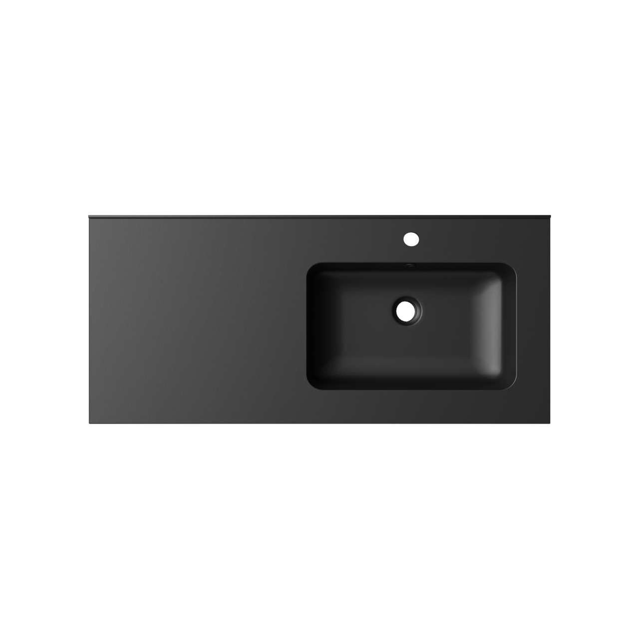 Linie Vano vasque asymétrique droite marbre composite Noir Mat 100 x 46 cm