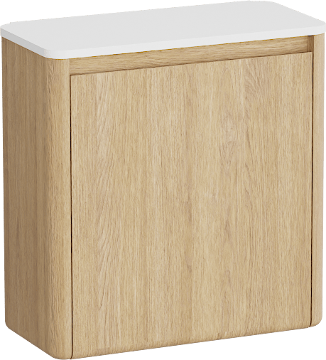 Balmani Fara meuble wc suspendu 45 x 22 cm chêne naturel avec Fara Stretto tablette en Solid Surface blanc mat
