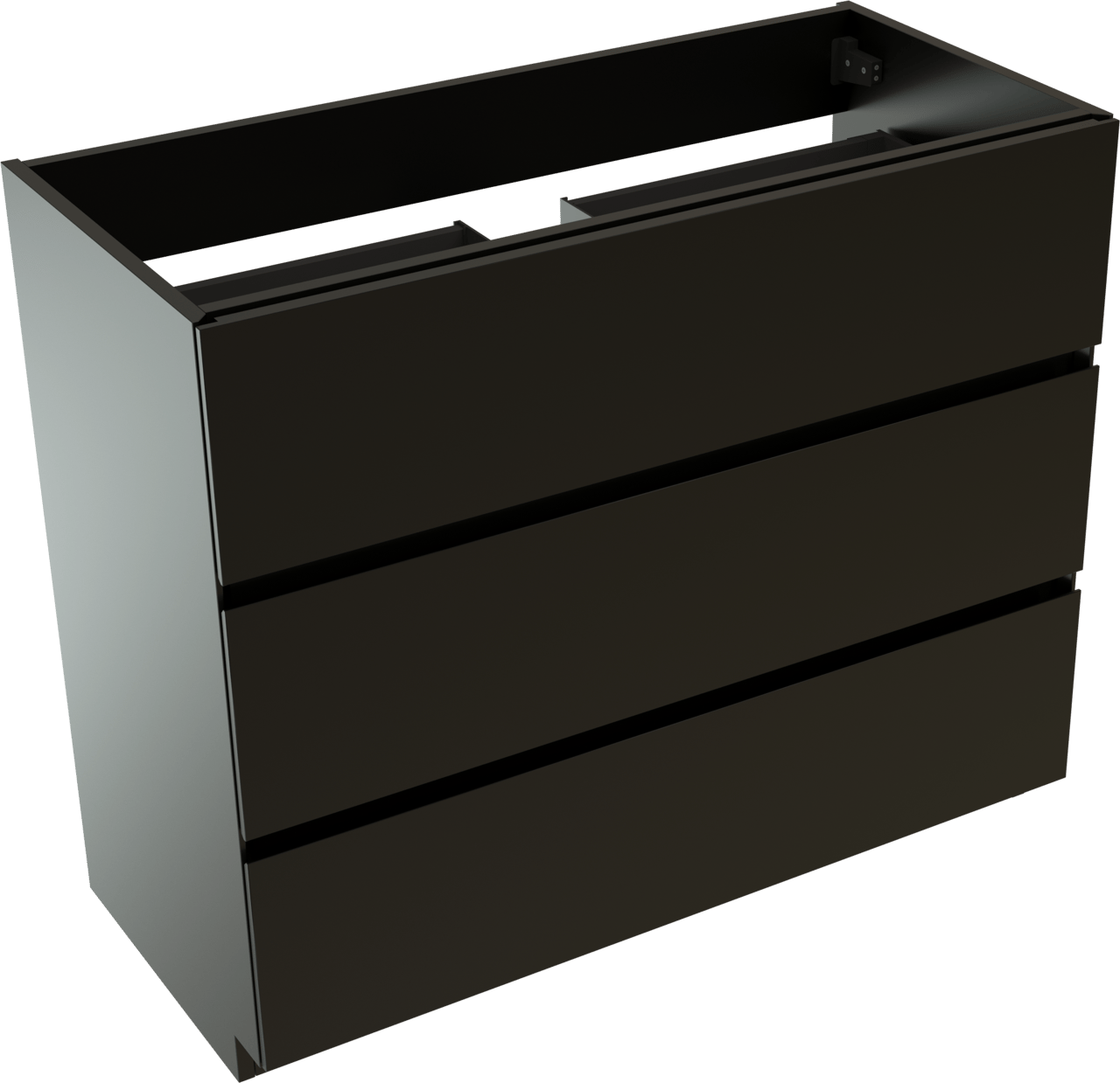 Storke Edge stehender Waschbeckenunterschrank: 100 x 46 cm, Schwarz matt, 3 Schubladen