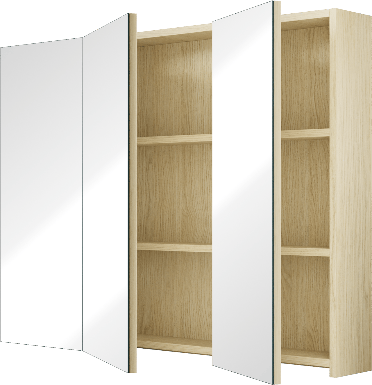 Linie Montro Spiegelschrank Bad: 100 x 75 cm, skandinavische Eiche