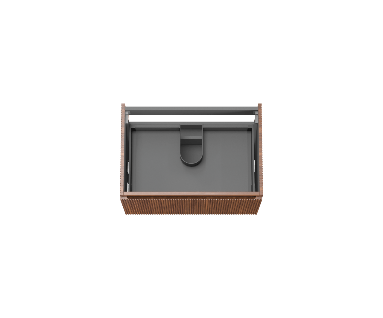 Storke Ribs meuble sous-lavabo suspendu 75 x 52 cm noyer 2 tiroirs