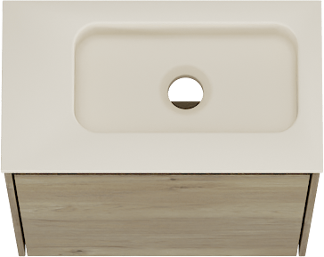 Storke Edge zwevend toiletmeubel 40 x 22 cm Ruwe eik met Fina wastafel in Sand mat Top Solid