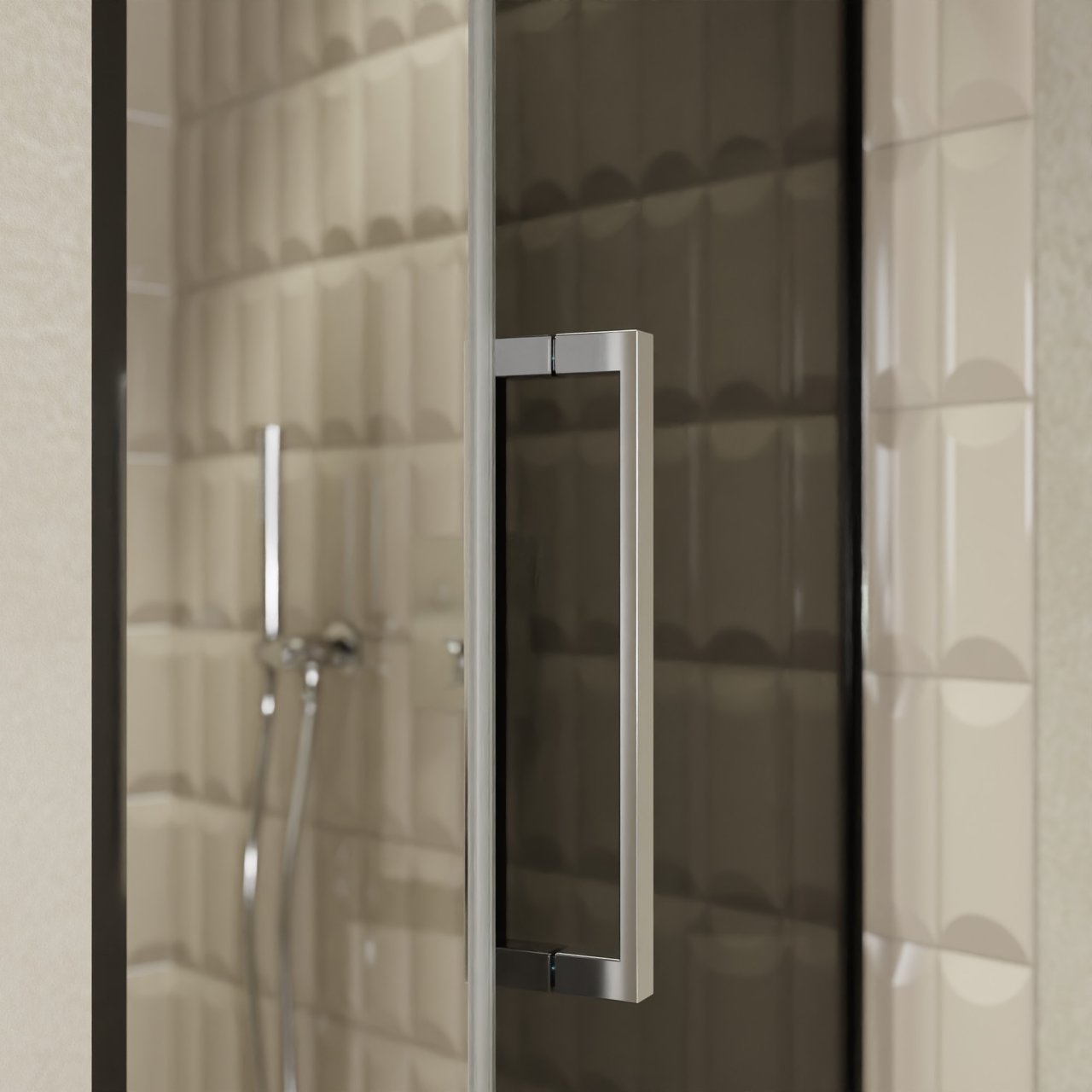 Balmani Senses Design douche draaideur rechts 90 cm x 210 cm Rookglas, Chroom profielen, met coating