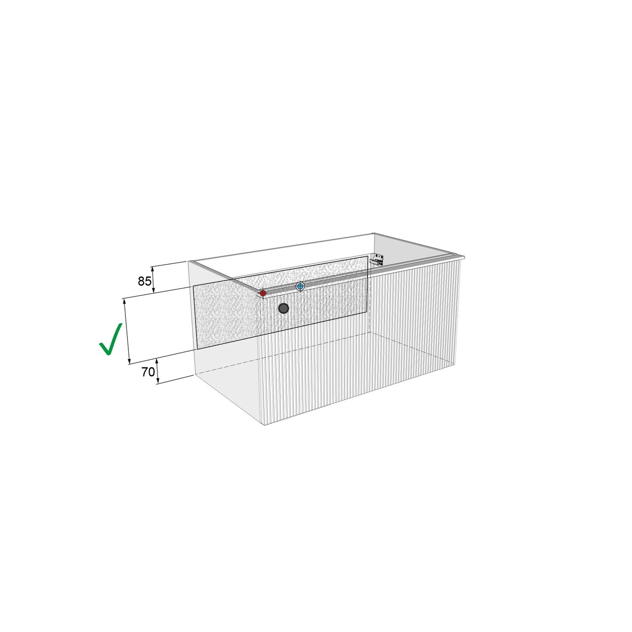 Balmani Forma zwevende wastafelonderkast 90 x 55 cm zwart eiken 2 lades vert. sym. groef