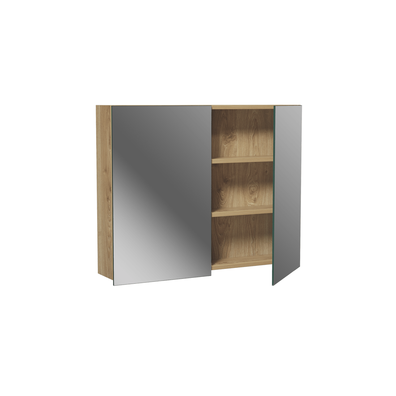 Balmani Lucida Spiegelschrank Bad: 90 x 72 cm, Eiche rustikal