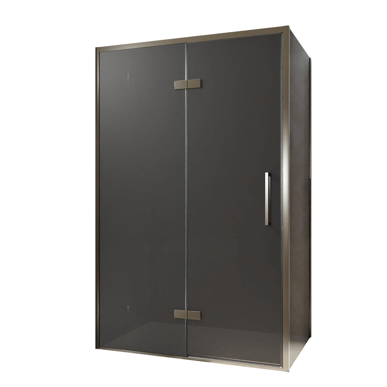 Balmani Senses Design douchehoek met linkse draaideur en vaste zijwand, 120 x 90 cm, Rookglas, Brushed GunMetal profielen, met coating