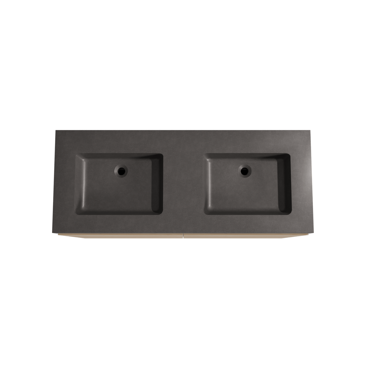 Storke Edge staand badkamermeubel 130 x 52 cm ruwe eik met Scuro High dubbele wastafel in kwarts mat zwart