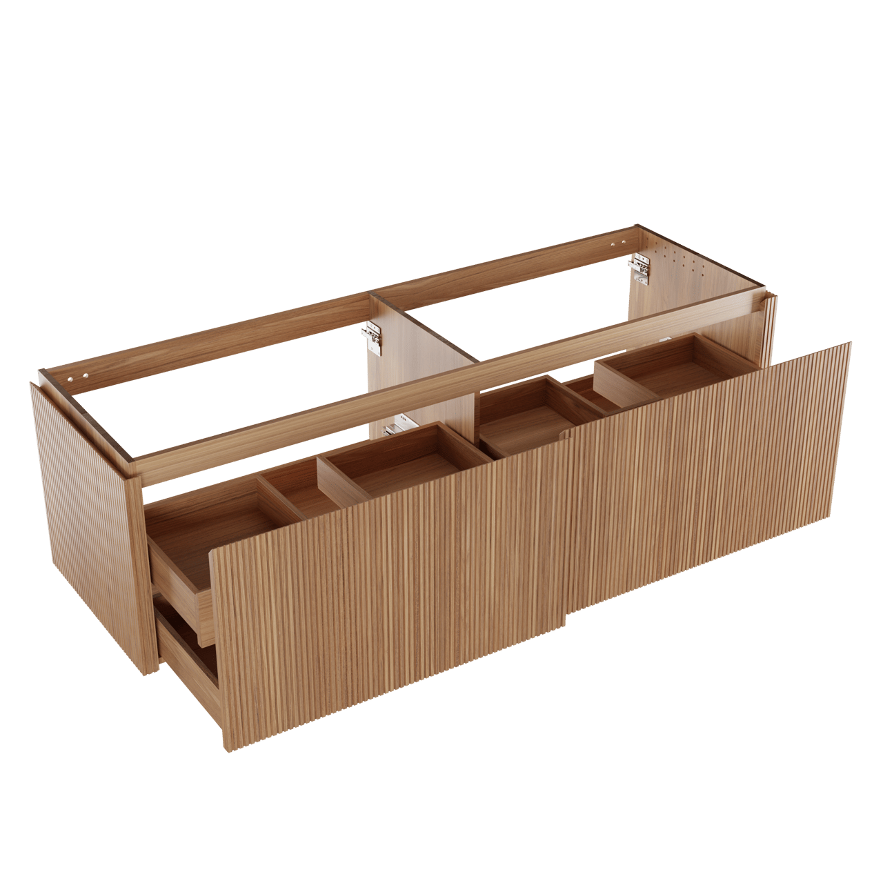 Balmani Eclips meuble sous-lavabo suspendu 180 x 55 cm Teck 4 tiroirs Nervure sym. vert.