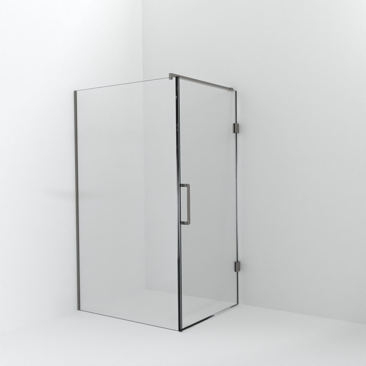 Balmani Modular inloopdouche met deur: 120 x 200 cm met deur 100 cm, Helder glas met coating, Brushed Inox profielen