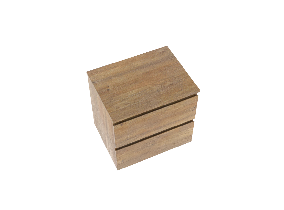 Linie Lado hängendes Möbelstück Set: 60 x 46 cm, Naturbelassene Eiche, mit Lado Einzel Waschtischplatte, Melamin Naturbelassene Eiche