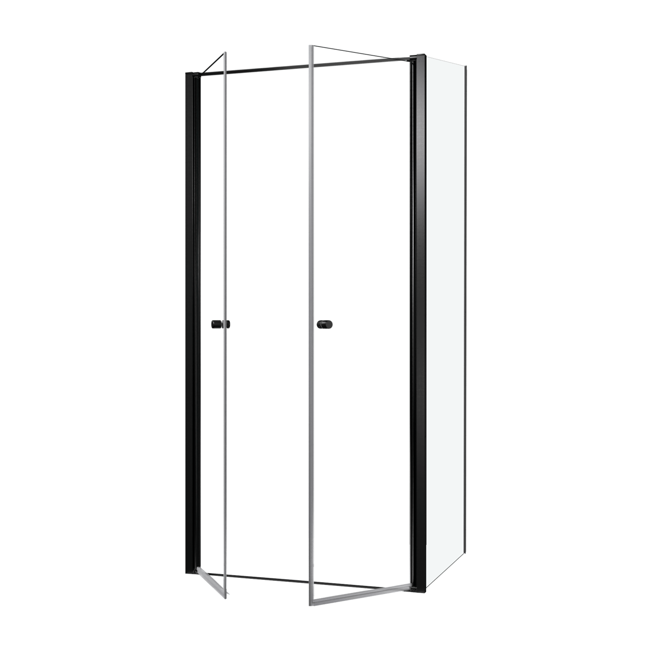 Luca Varess Kuresa douchehoek met pendeldeur met vaste zijwand 100 x 90 x 200 cm helder glas en mat zwarte profielen