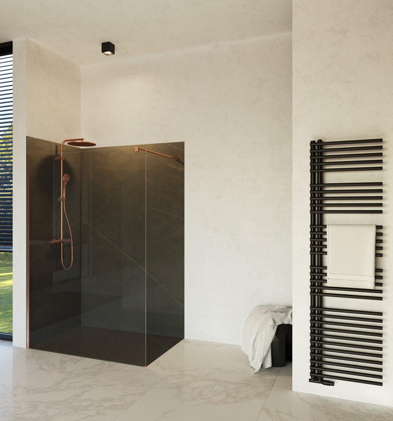 Blaufoss Round 300 colonne de douche de pluie mitigeur thermostatique Brushed Rosegold