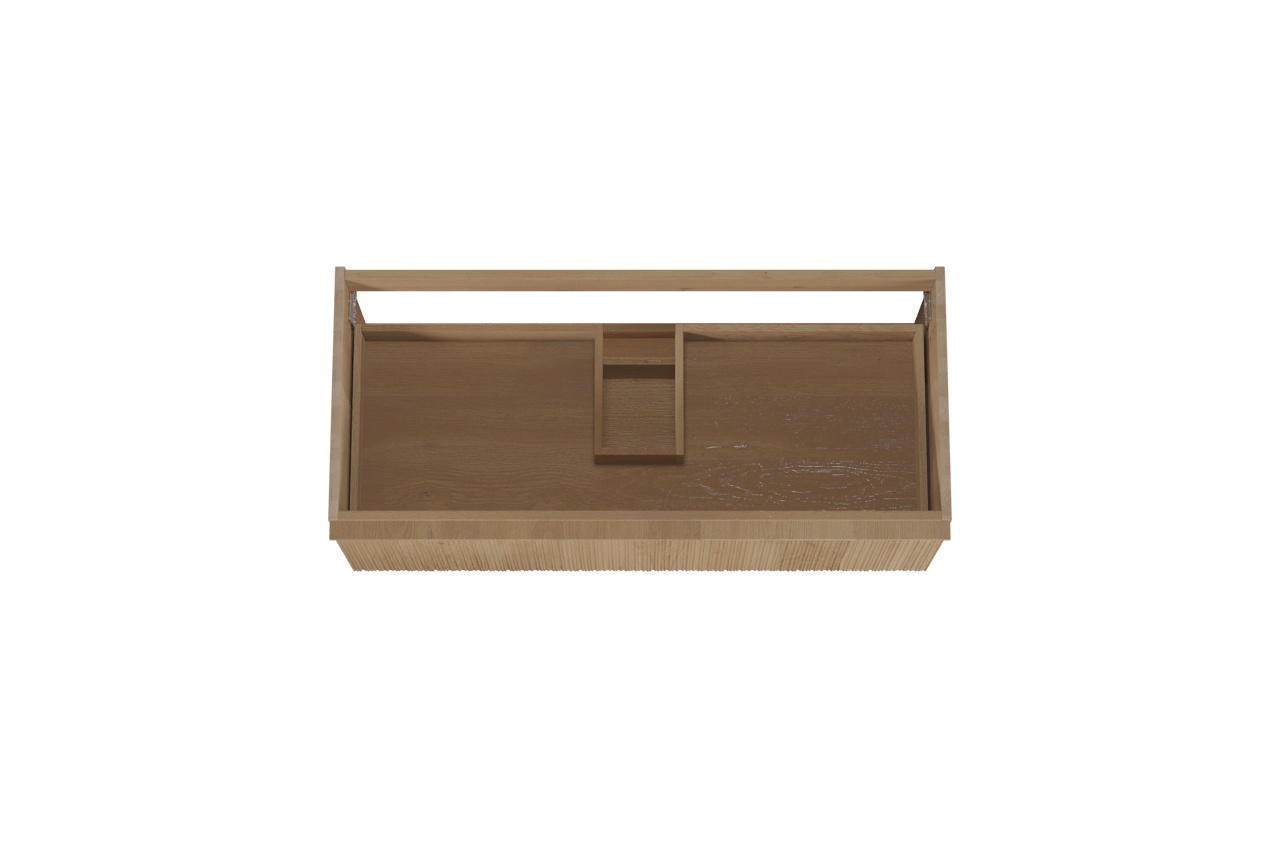 Balmani Forma zwevende wastafelonderkast 120 x 55 cm natuur eik 2 lades vert. asym. groef