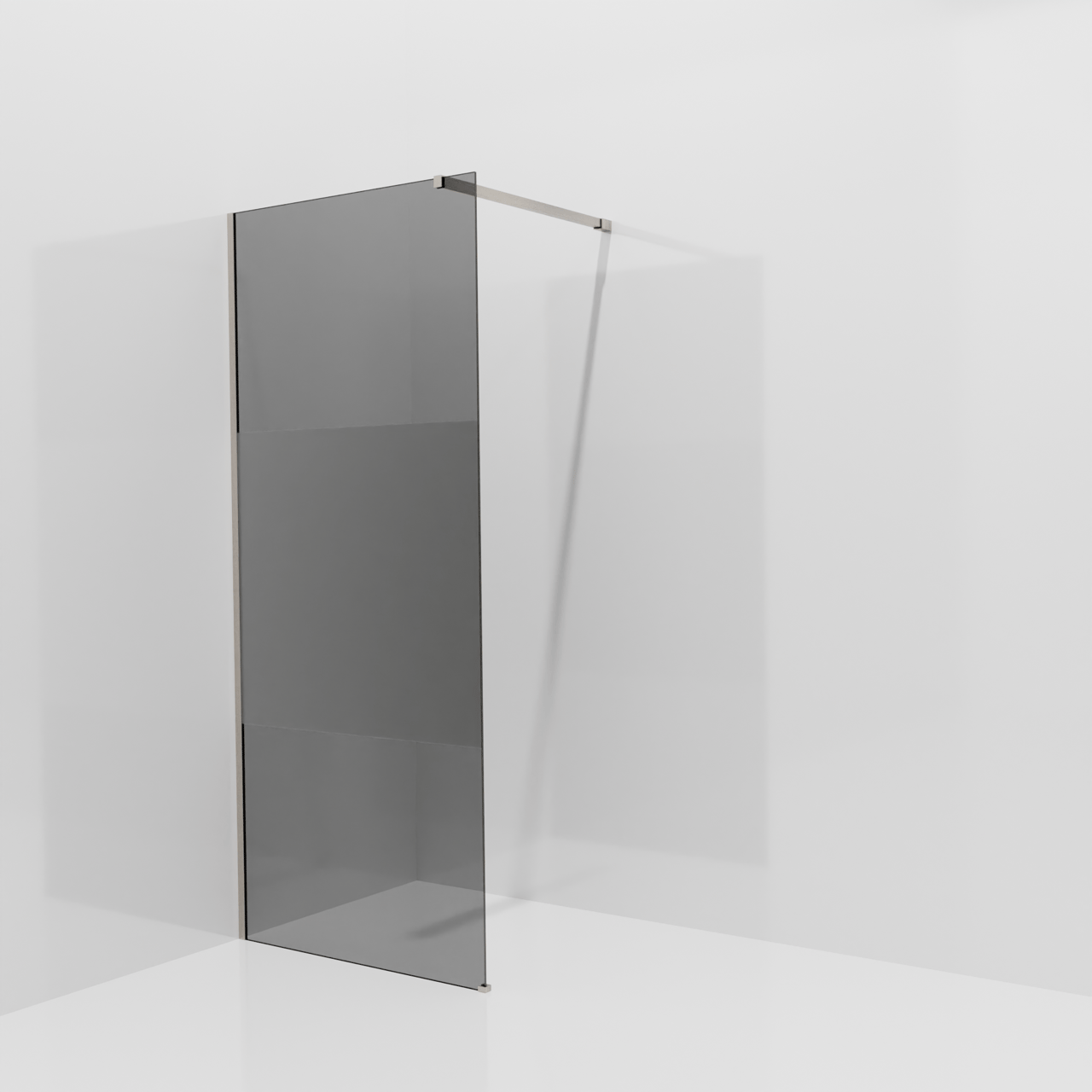 Balmani Modular inloopdouche: 90 x 200 cm, Rookglas met matte strook, Brushed CoolMetal profielen