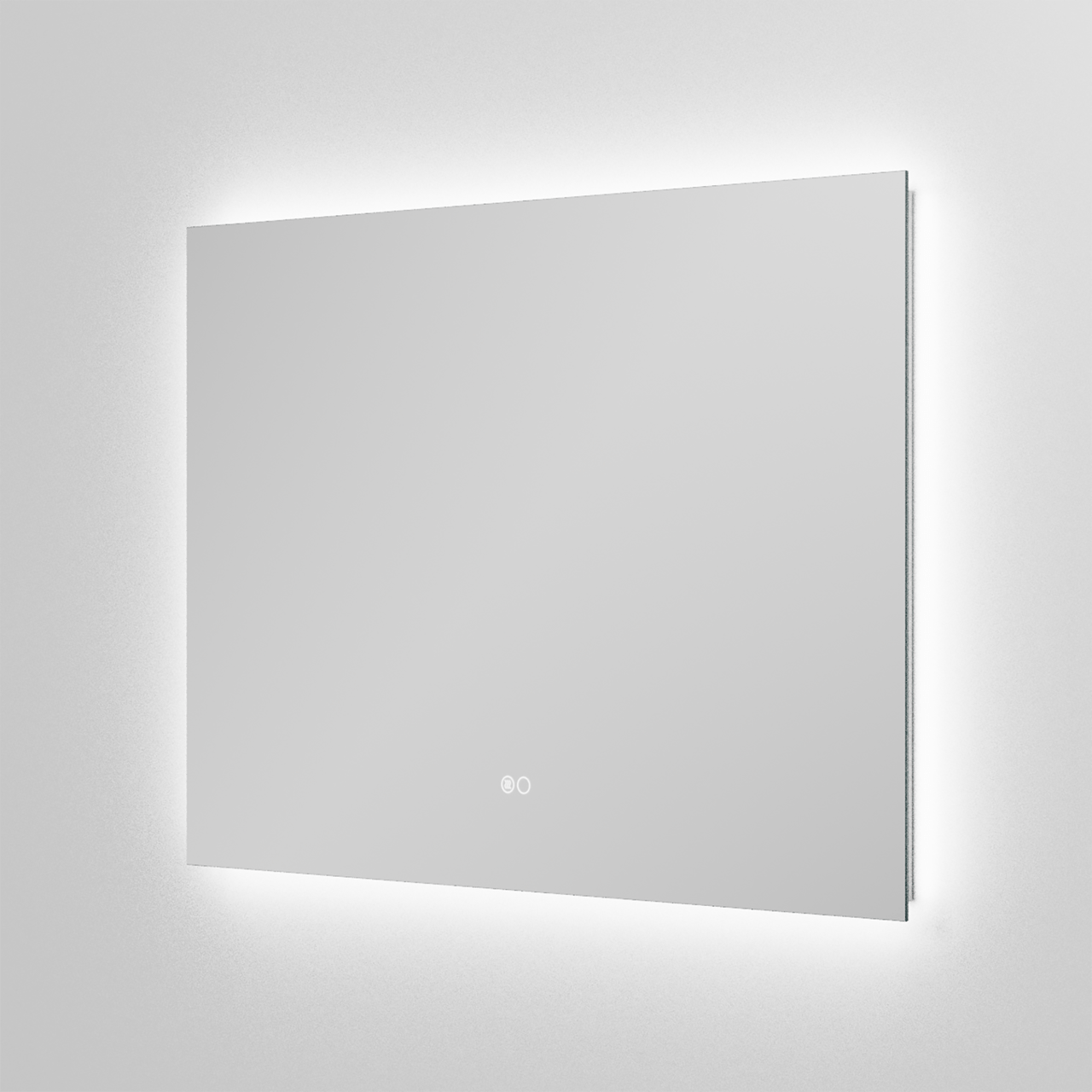Balmani Giro Touch rechteckig Badezimmerspiegel 90 x 65 cm mit Spiegelbeleuchtung und Anti-Beschlag Spiegelheizung