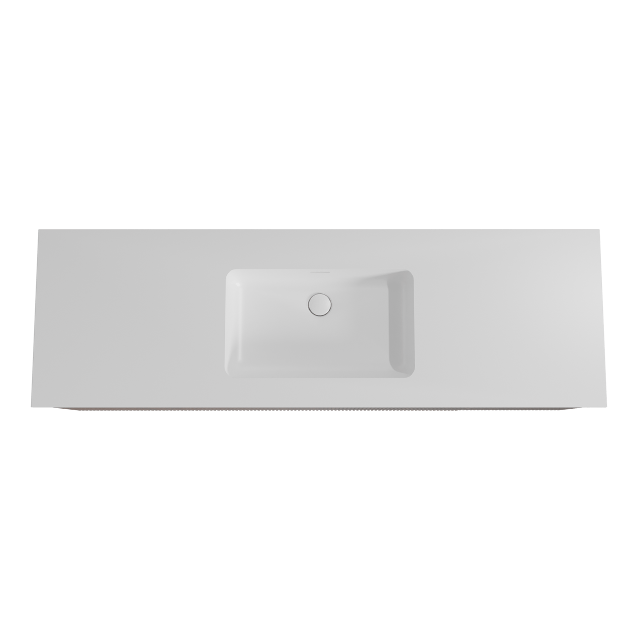 Storke Ribs zwevend badmeubel 165 x 52 cm notenhout met Mata enkele wastafel in solid surface mat wit, Verticale symmetrische rechte ribbel