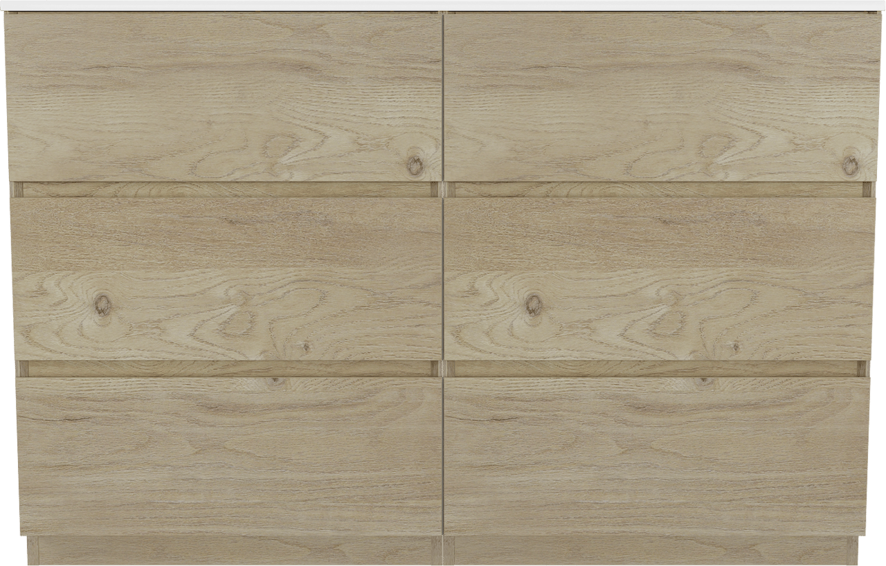 Storke Edge meuble salle de bains à poser 130 x 52 cm chêne brut avec Bilia double vasque en marbre composite blanc brillant