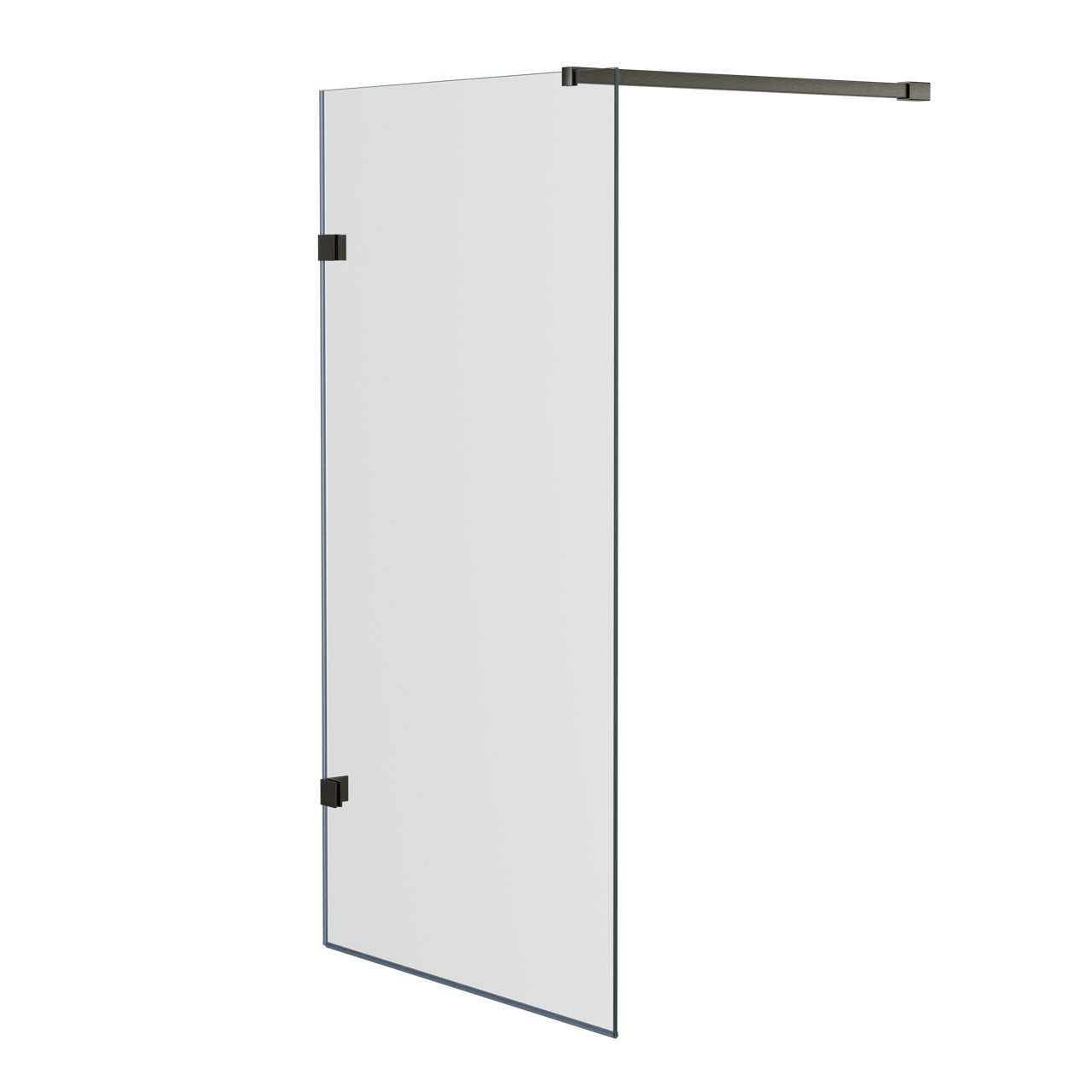 Luca Varess Solid badwand 80 cm helder glas geborsteld Gunmetal profiel