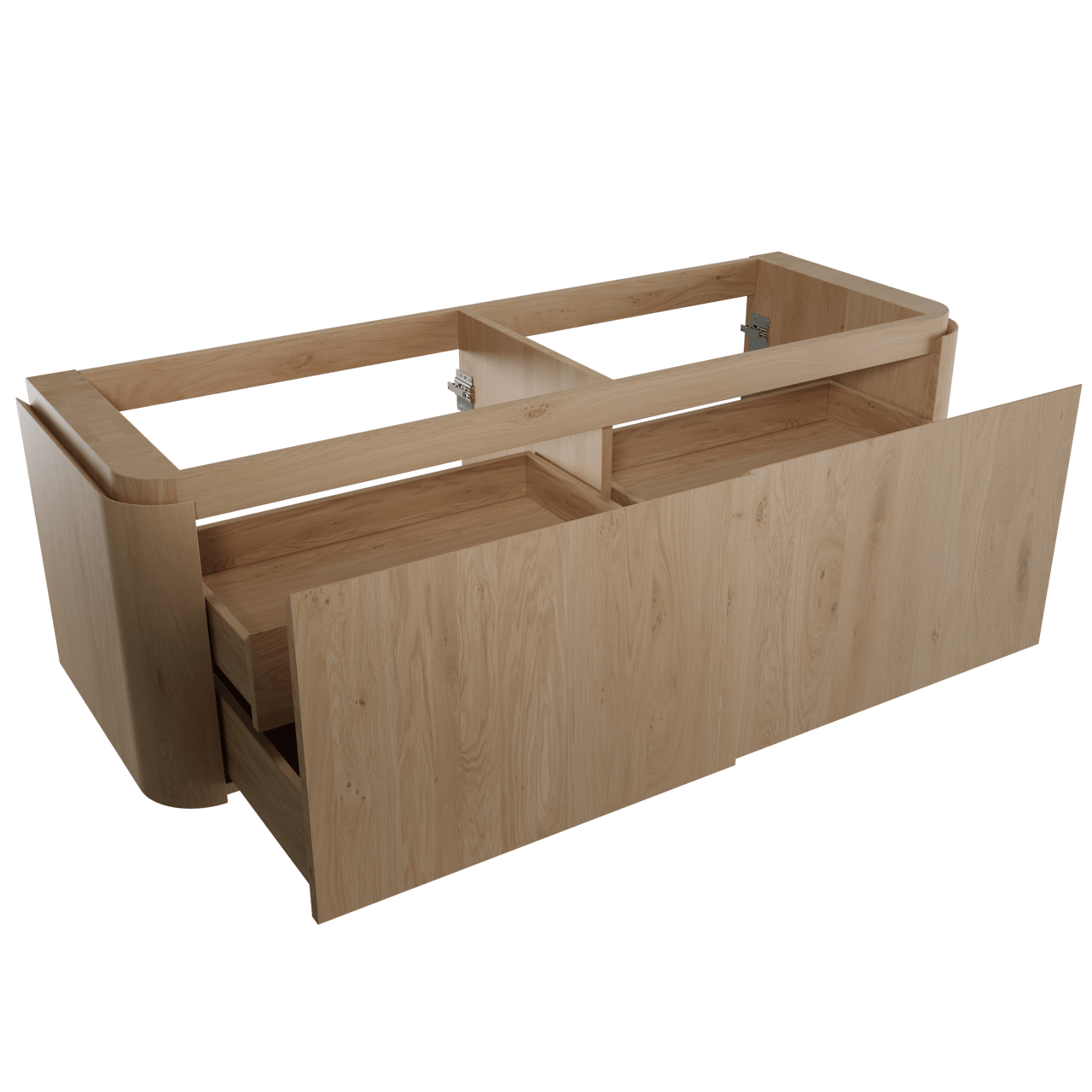 Balmani Moon hängender Waschbeckenunterschrank: 160 x 55 cm, Eiche Natur, 4 Schubladen