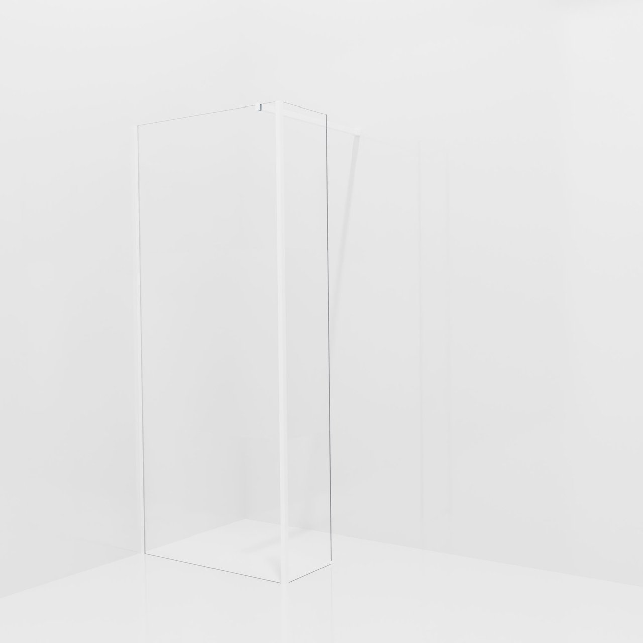 Balmani Modular douche à l'italienne avec paroi latérale fixe: 90 x 200 cm, Verre transparent avec bande mate, Profil Blanc mat