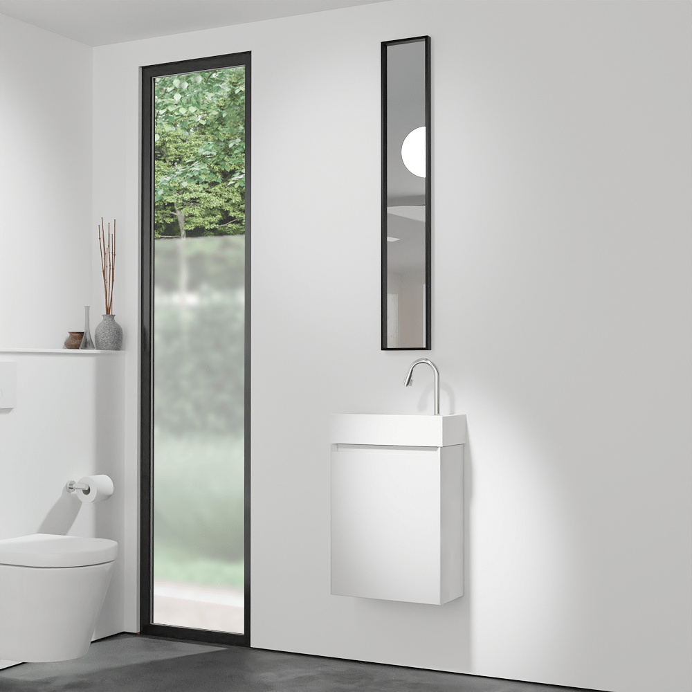 Balmani Mitra zwevend toiletmeubel 42 x 21 cm mat wit met Dama wastafel in matte Solid Surface