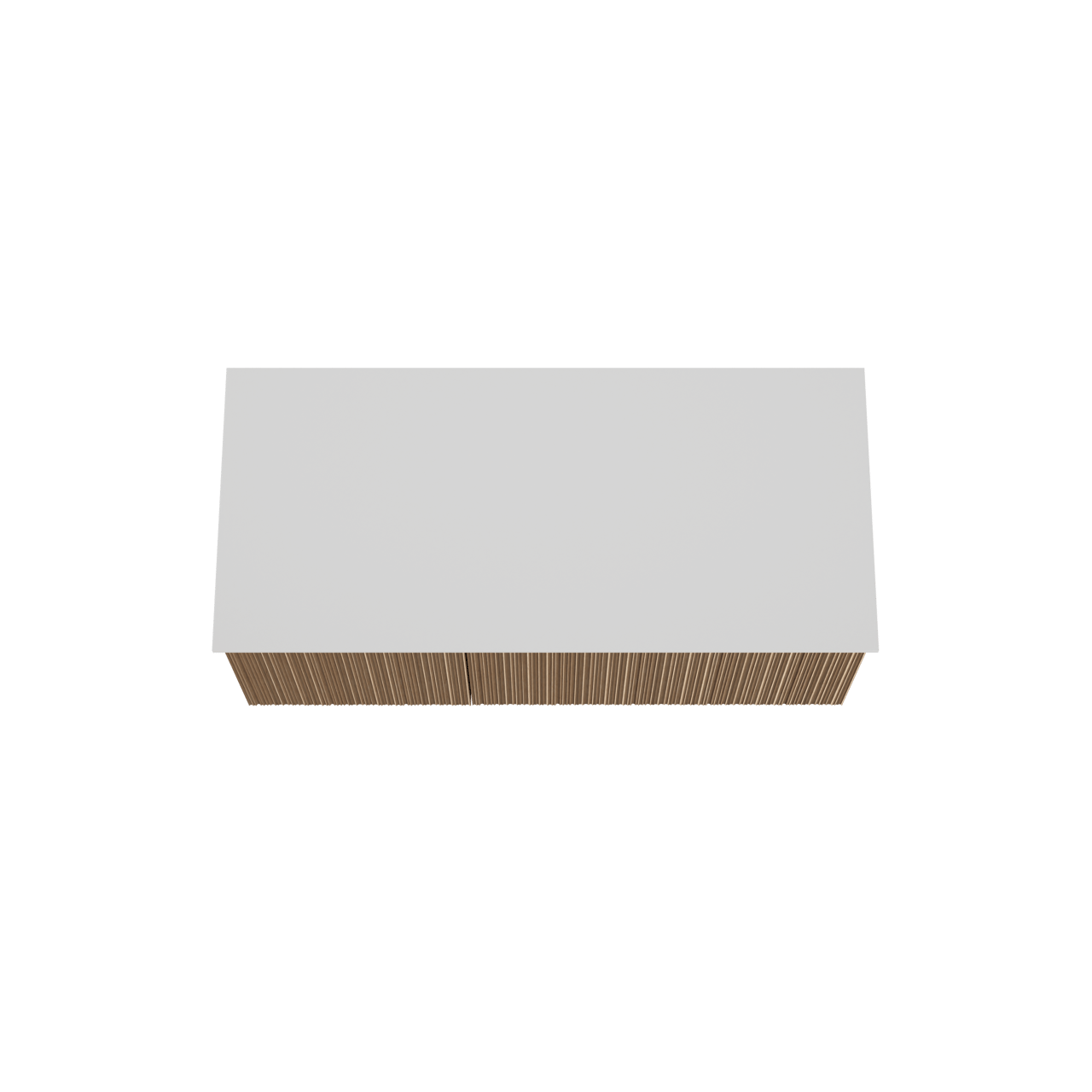 Balmani Forma zwevend badmeubel 120 x 55 cm naturel eiken met Stretto enkel of dubbel wastafelblad in solid surface mat wit, Verticale asymmetrische ronde ribbel