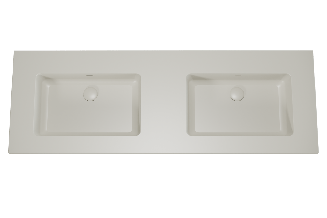 Storke Diva double vasque top solid soie grise matte 150 x 52 cm