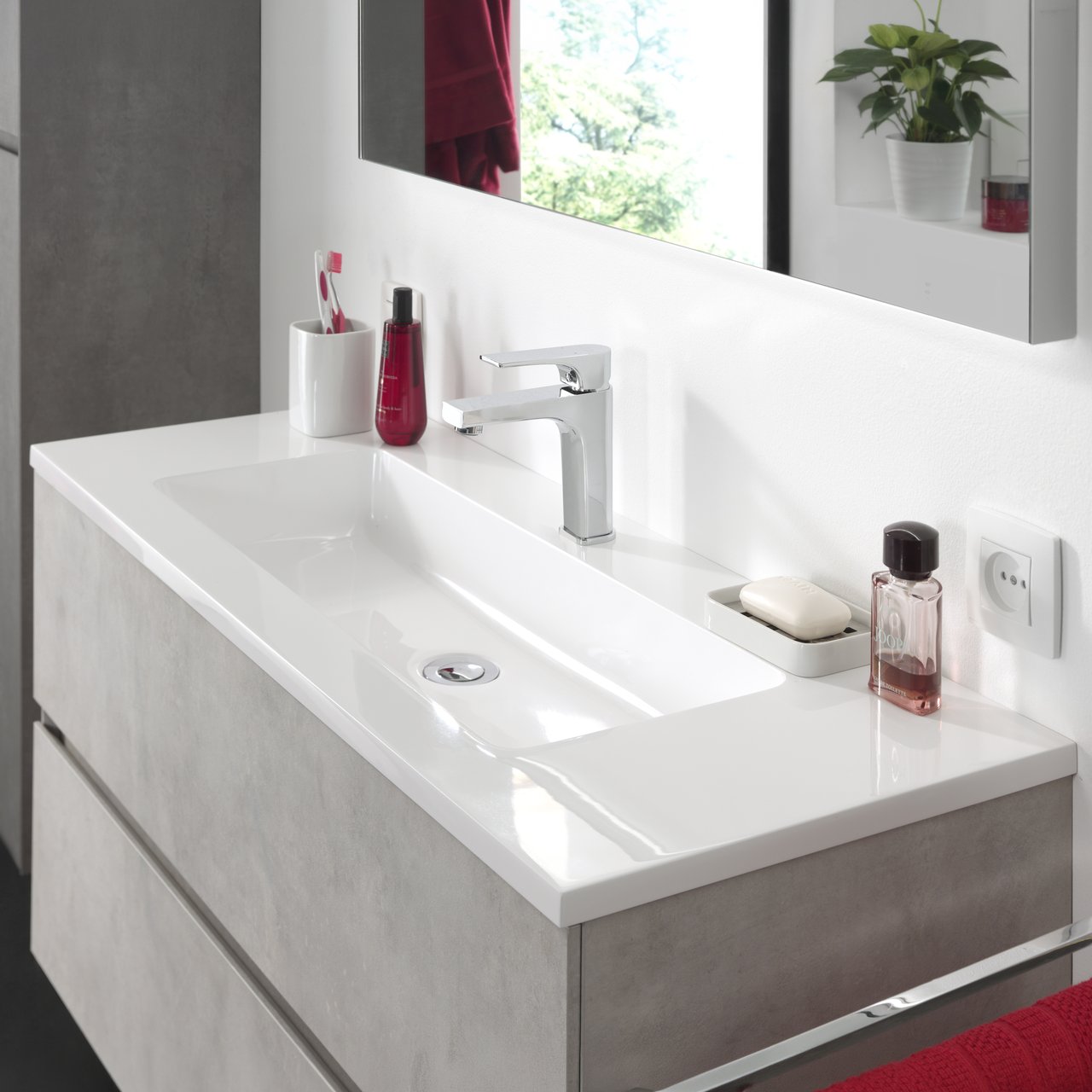 Storke Diva enkele wastafel glanzend composiet marmer 100 x 40 cm
