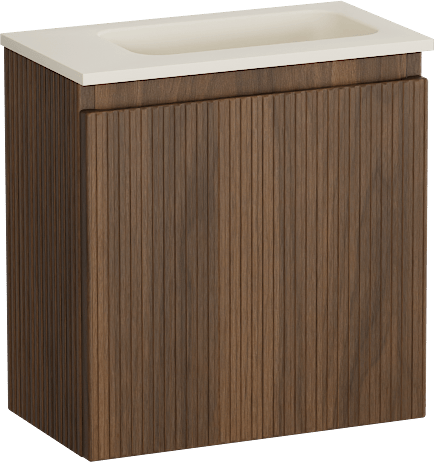 Storke Ribs hängendes WC-Möbel-Set, 40 x 22 cm, Nussbaum mit Fina Waschtisch in Top Solid in mattem Sand