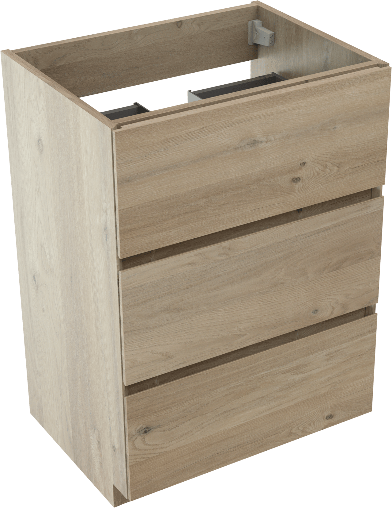 Storke Edge staande wastafelonderkast 60 x 46 cm ruw eiken 3 lades