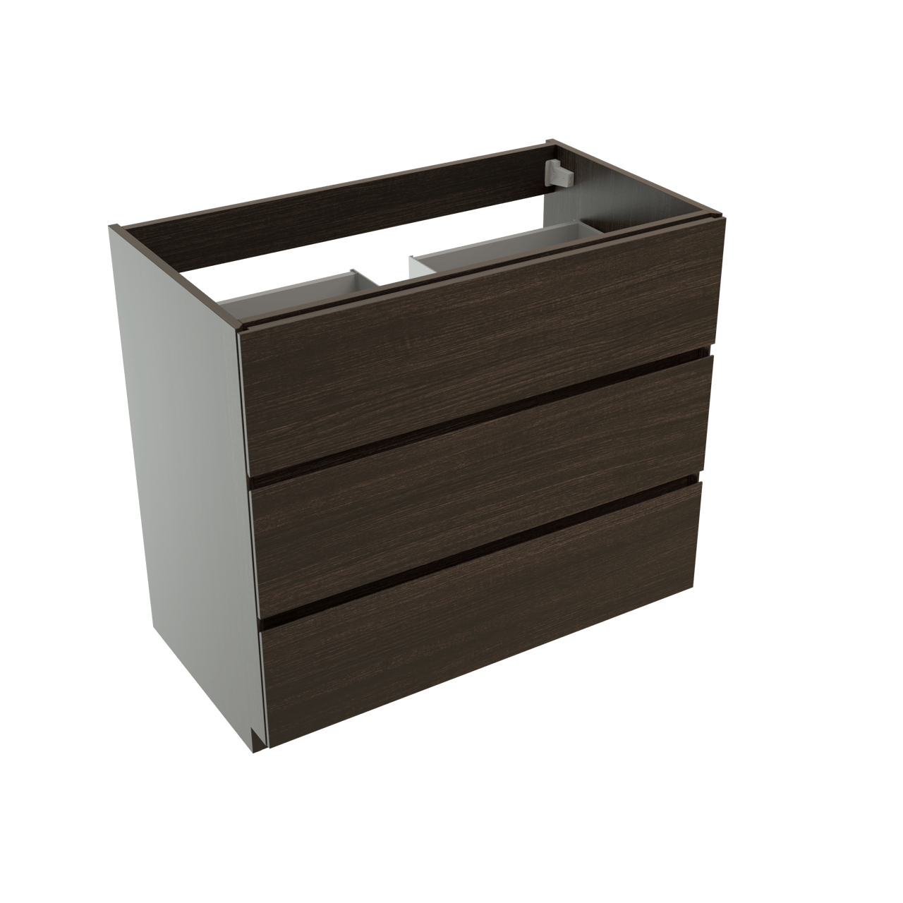 Storke Edge stehender Waschbeckenunterschrank: 95 x 52 cm, Eiche dunkel, 3 Schubladen