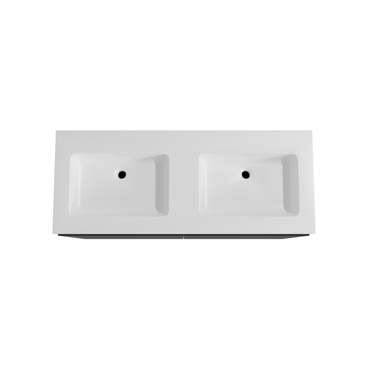 Storke Edge staand badmeubel 130 x 52 cm mat zwart met Mata High dubbele wastafel in solid surface mat wit