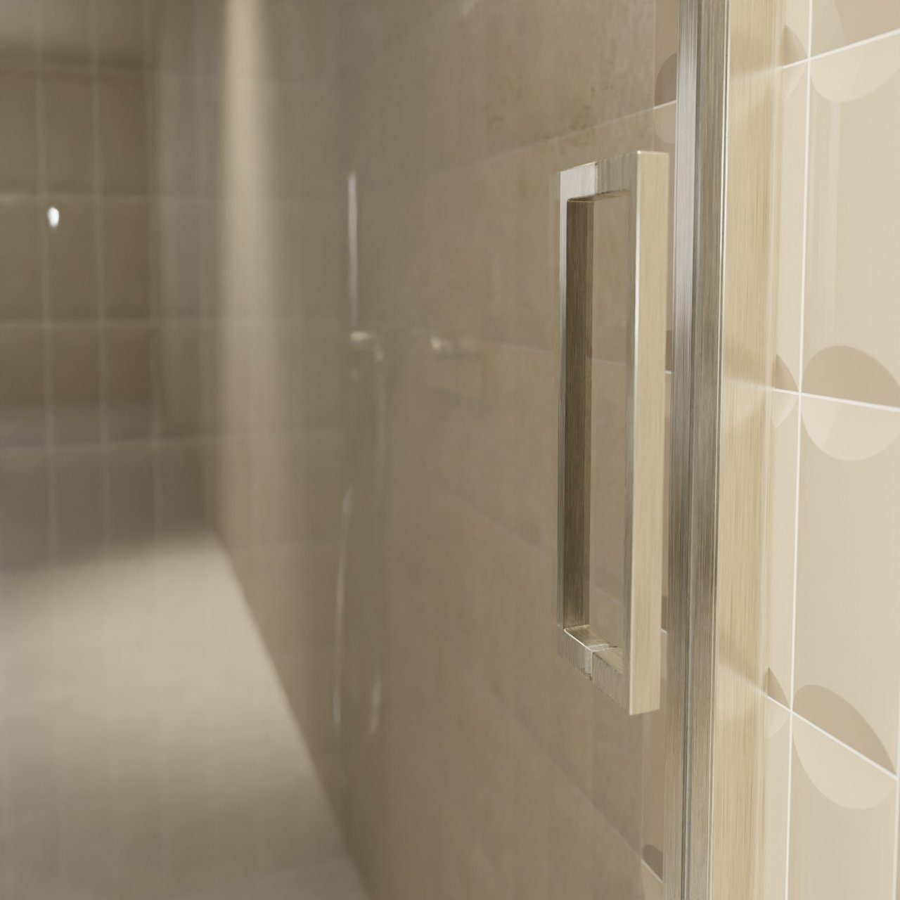 Balmani Senses Design Dusche Schiebetür, Links, 160 cm x 210 cm, Reflex-Spiegelglas, Profil Brushed CoolMetal