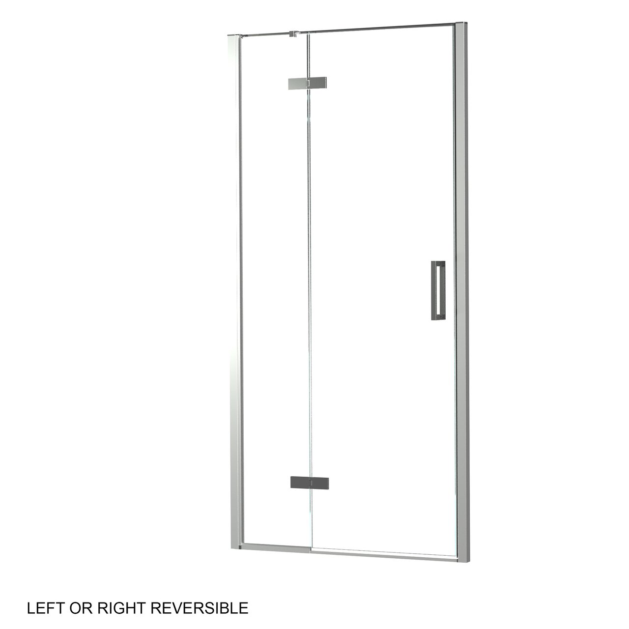 Luca Varess Nona paroi de douche avec porte pivotante et 2 parois latéraux fixes 100 x 90 cm verre transparent profil chrome brillant - porte